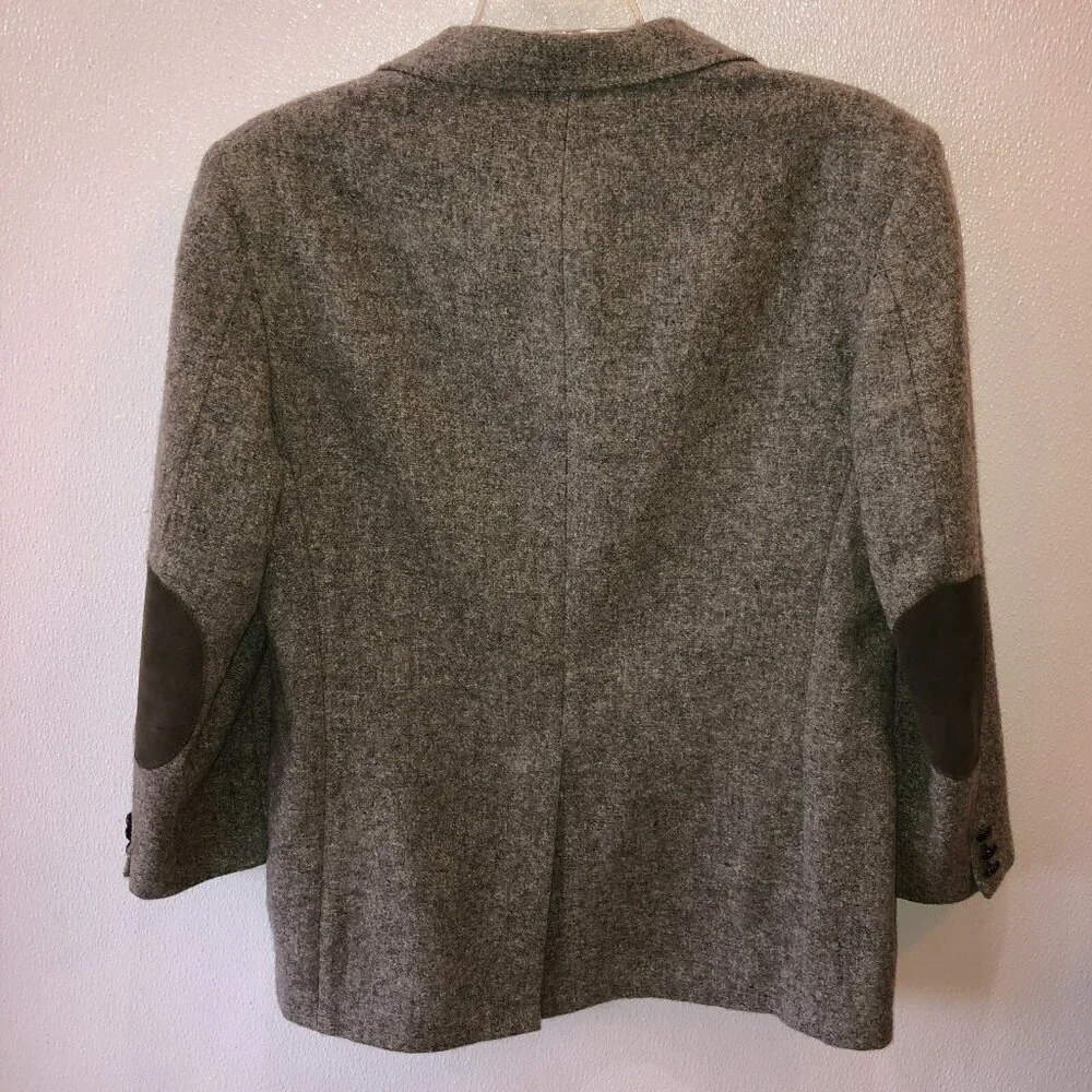 VTG 43 R Gray Wool Blend Tweed ELBOW PATCHES Suit Jacket Coat 43R Academia